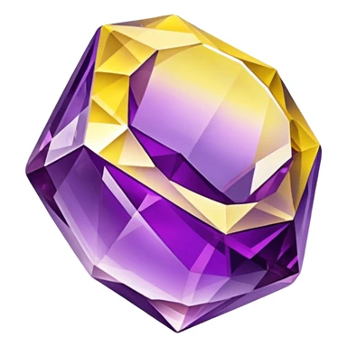 chatoyant gemstone crystal layered colors purple and yellow 3d png background sticker