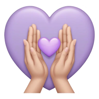 Hands joined in prayer with a pale purple heart sticker