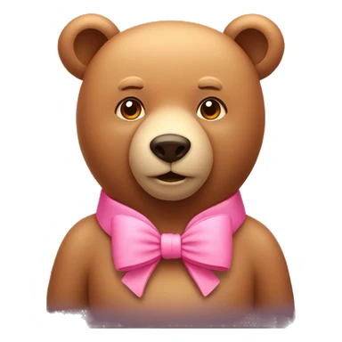 light brown bear with pretty pink bow around neck sticker