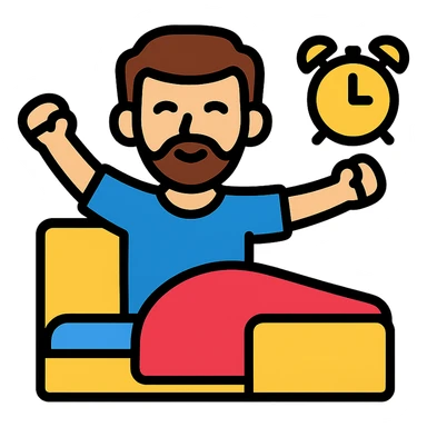 color outline icon of Messi waking up, simple lines sticker