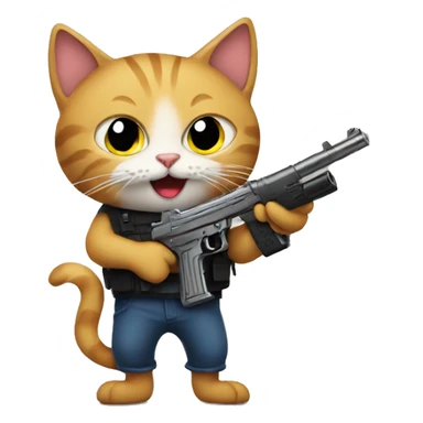 Cat holding a gun sticker