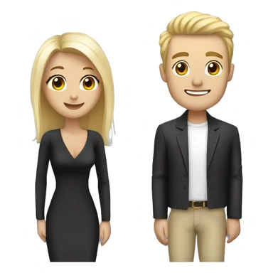 a couple of men and women the woman is white very pretty with blond hair the man is handsome taller than her with black hair sticker