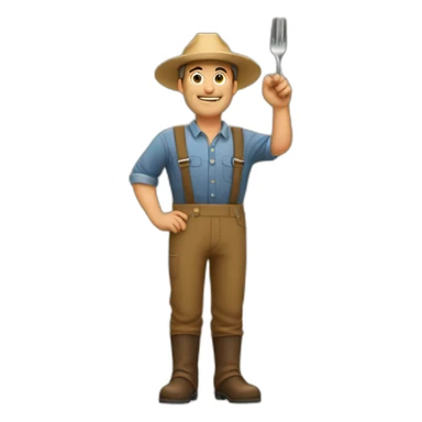 farmer man saluting with fork sticker