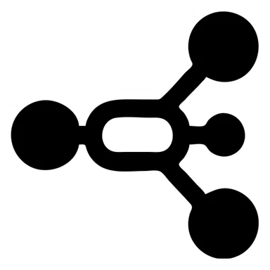 icon for "Supply Chain Experience" in black filled style, abstract representation, interconnected nodes sticker
