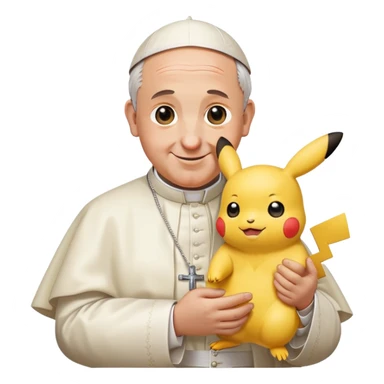 pope francis holding a pikachu sticker