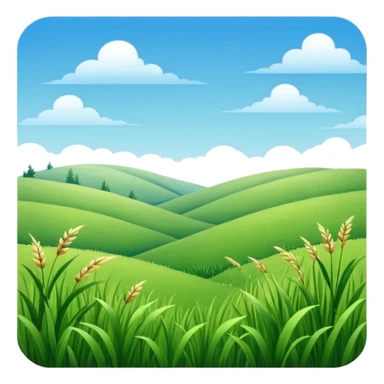 peaceful green meadow with clear sky, no river, no mountains sticker