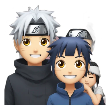 Hinata famille avec boruto,himiwari et naruto sticker
