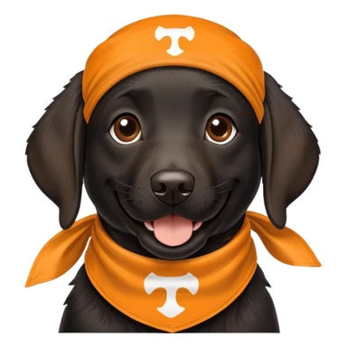 Black lab dog wearing TN Vols bandana sticker