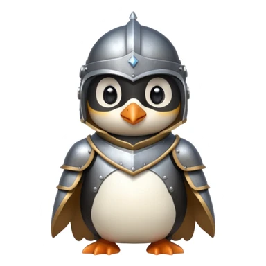 cute penguin in medieval knight armor, visor up sticker