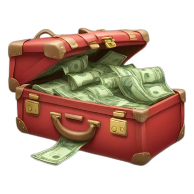 Red open suitcase full of money  sticker