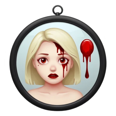 Checked mirror with blood  sticker