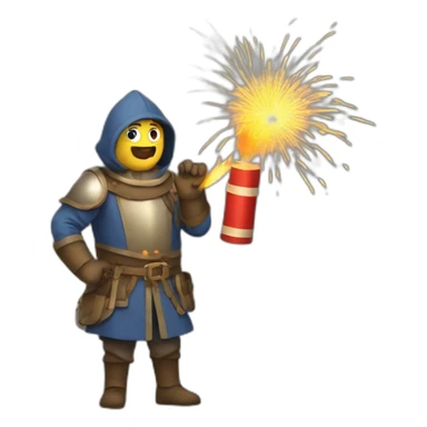 medieval Pyrotechnician seeing some fireworks go off in front of him sticker