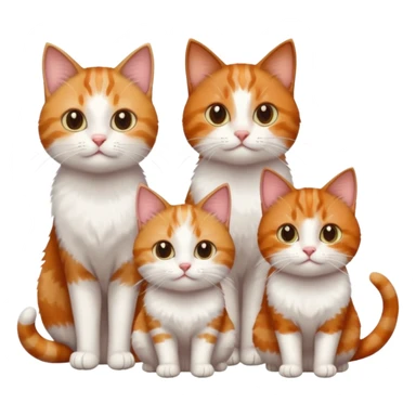 3 sibling cats each are various different natural colours; 1 is ginger and white, the next is brown tabby and white and the third is a calico sticker