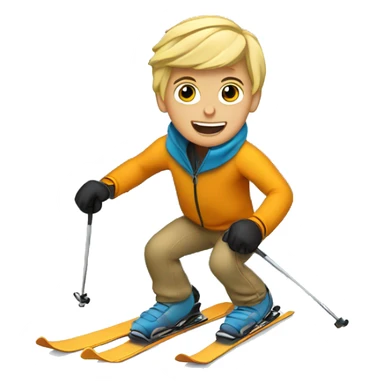 Blond haired boy skiing like a champion sticker