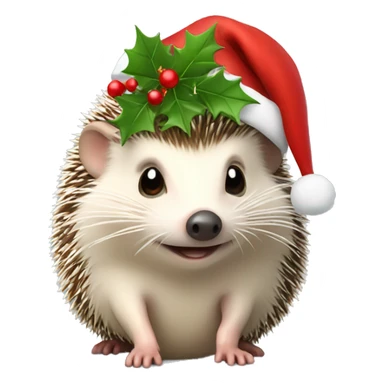 Hedgehog with Christmas hat sticker
