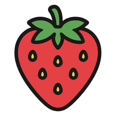 clean lines and color strawberry icon sticker