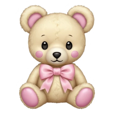 cream colored teddy bear with pastel pink bow sticker