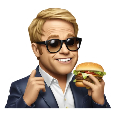 Elton John eating a burger  sticker