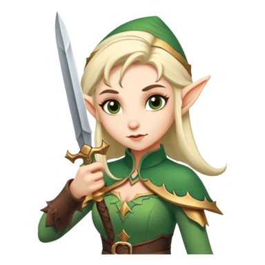 Female elf with raising dagger sticker