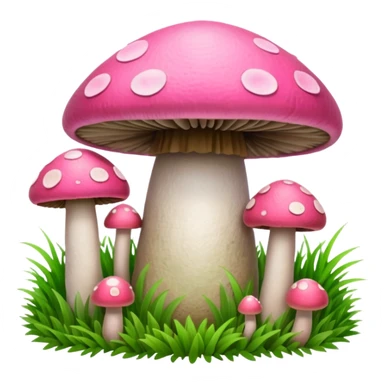 P.P letters, pink and green, with grass growing, mushrooms around sticker