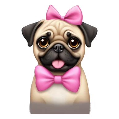 Pug with a pink bow on ear sticker