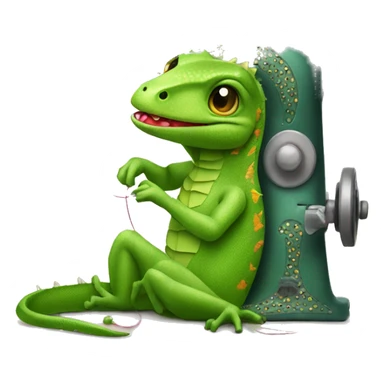 Sweet cute lizard sewing on singer machine sticker