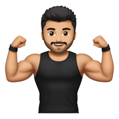 ipretty bratz emoji of arjun kapoor wearing a black tee, muscular sticker