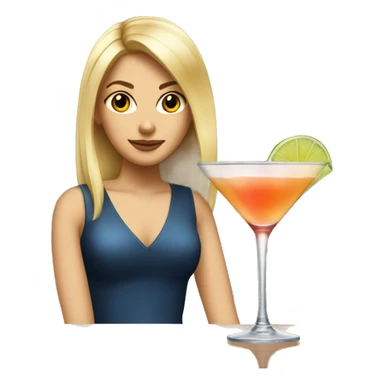 Blonde and straight hair girl sustaining cocktail sticker