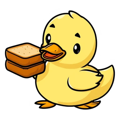 duck made of gluten emerging from bread loaf sticker