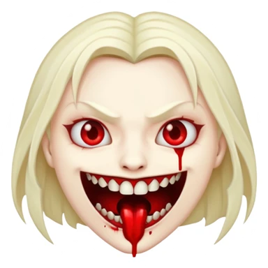 Vampire head, fangs, pale skin, cartoon horror emoji, no background sticker