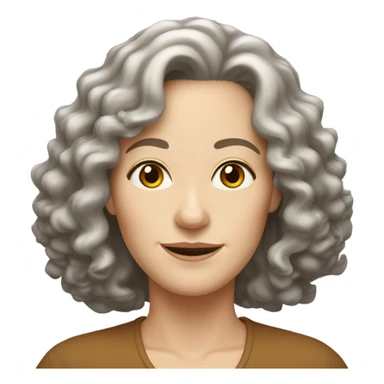 White woman 50 plus with shoulder length curly brown hair and hazel eyes sticker