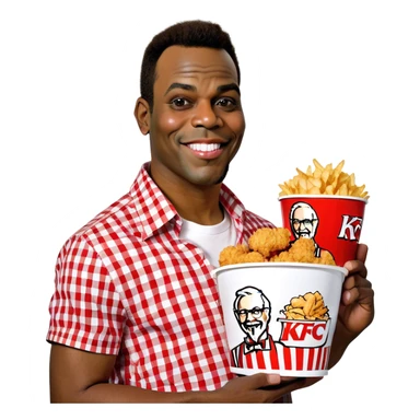 african american man holding kfc sticker