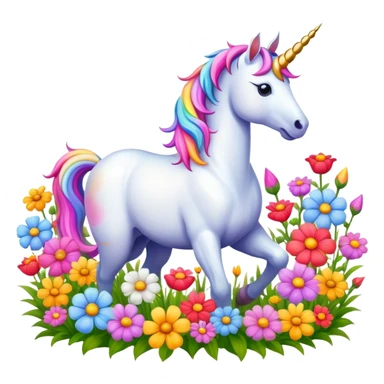 unicorn in a field of flowers sticker