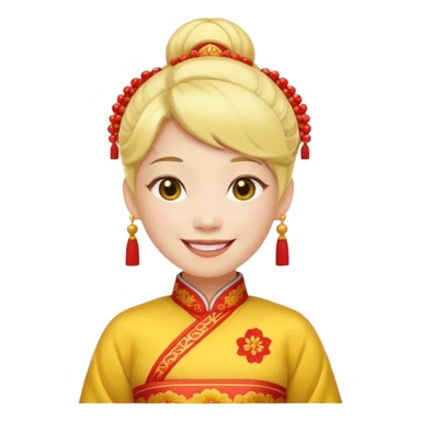 cara amarilla coqueta con disfraz chino sticker