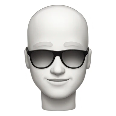 A bald man with black eyes and sun glasses he is white and he has Muscles and shirtless sticker
