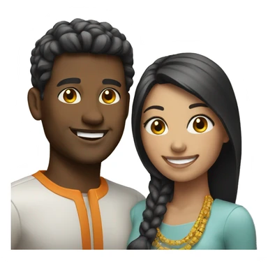 smiling couple with accessories sticker