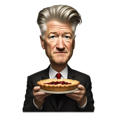 david lynch holding a cherry pie and coffee sticker
