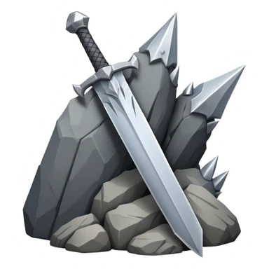 a sword in a spiked rock sticker