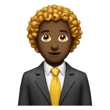 Curly headed Man with yellow tie holding a cat sticker