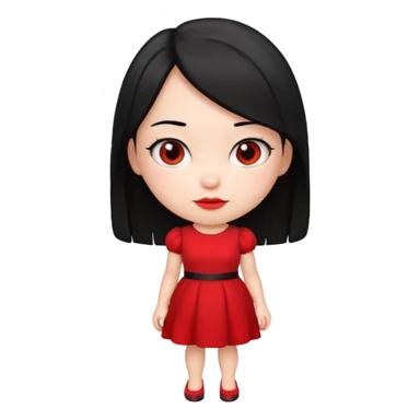 very big head and small body proportion female cartoon sticker