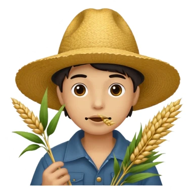 Campechano con una ramita de trigo en la boca sticker