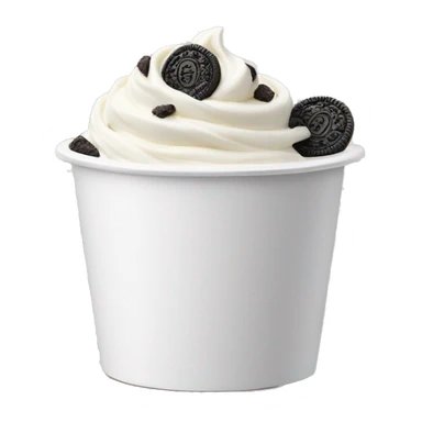 Vanilla mixed with Oreo chunks frozen yogurt in a white cup sticker