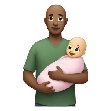 bald man with baby in his arms sticker
