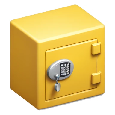 3d  isometric small safe in yellow sticker