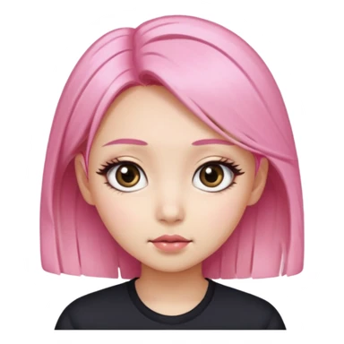 An Asian girl with pink-blonde hair, big eyes, thick eyebrows, and long eyelashes; only her head... sticker