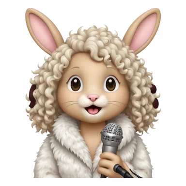 curly bunnie singing to mic sticker