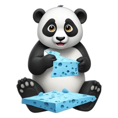 Panda bear eating blue cheese sticker