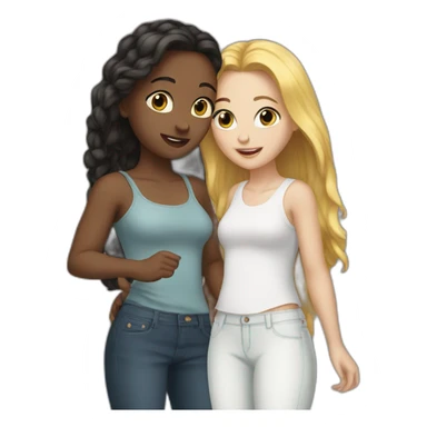 two white girls are standing opposite each other and talking sticker