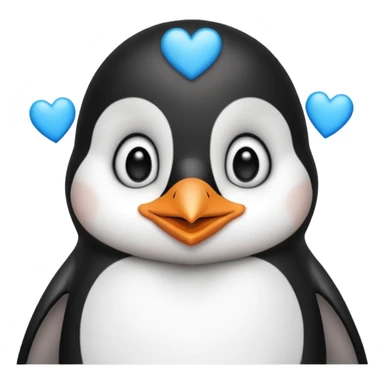 loving penguin whit blue hearts around him sticker