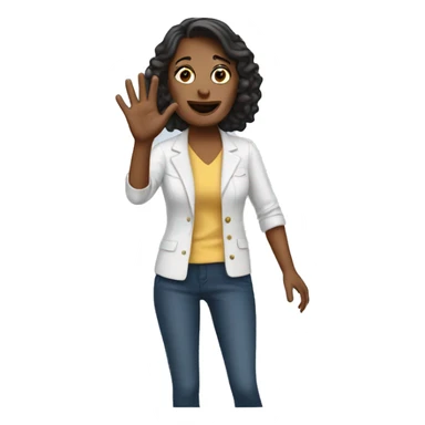 Waving bye woman white skine  sticker